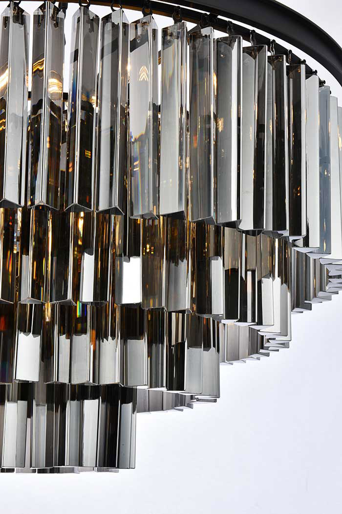 Elegant Urban Classic Sydney Collection Pendant Lamp - Matte Black/Silver, L 32" (1201D32MB-SS-RC)