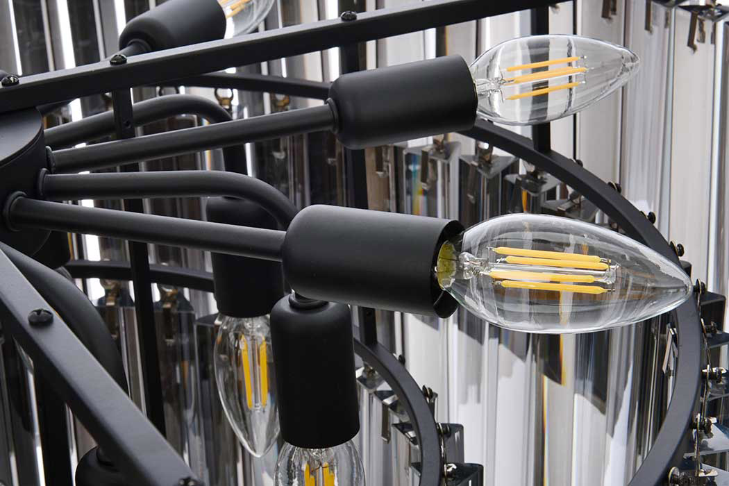 Elegant Urban Classic Sydney Collection Pendant Lamp - Matte Black/Silver, L 32" (1201D32MB-SS-RC)