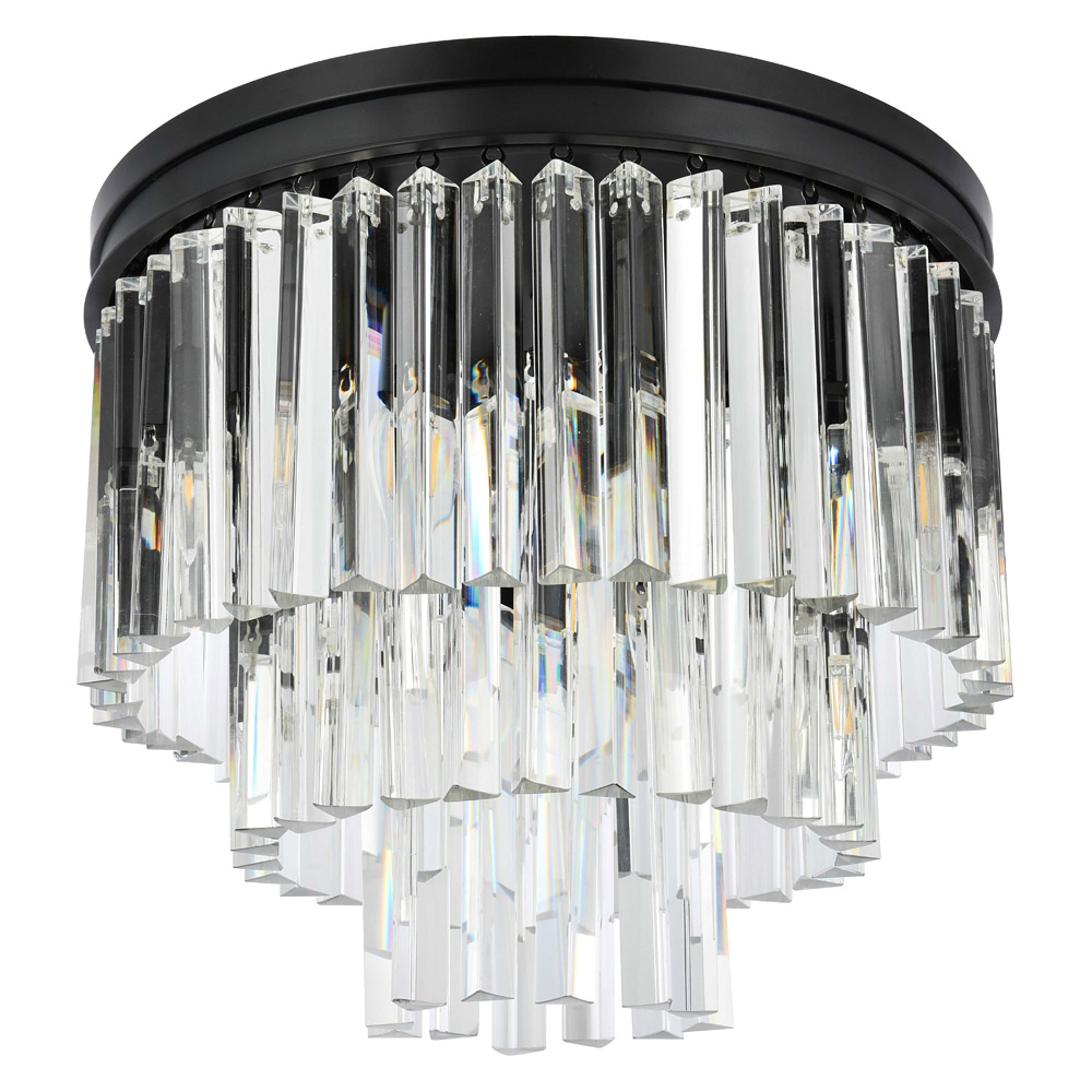 Elegant Sydney 9 Light Flush Mount - Matte Black, L 20" (1201F20MB-RC)