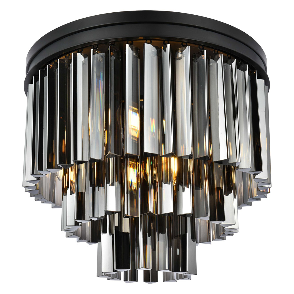 Elegant Sydney 9 Light Flush Mount - Matte Black/Silver, L 20" (1201F20MB-SS-RC)