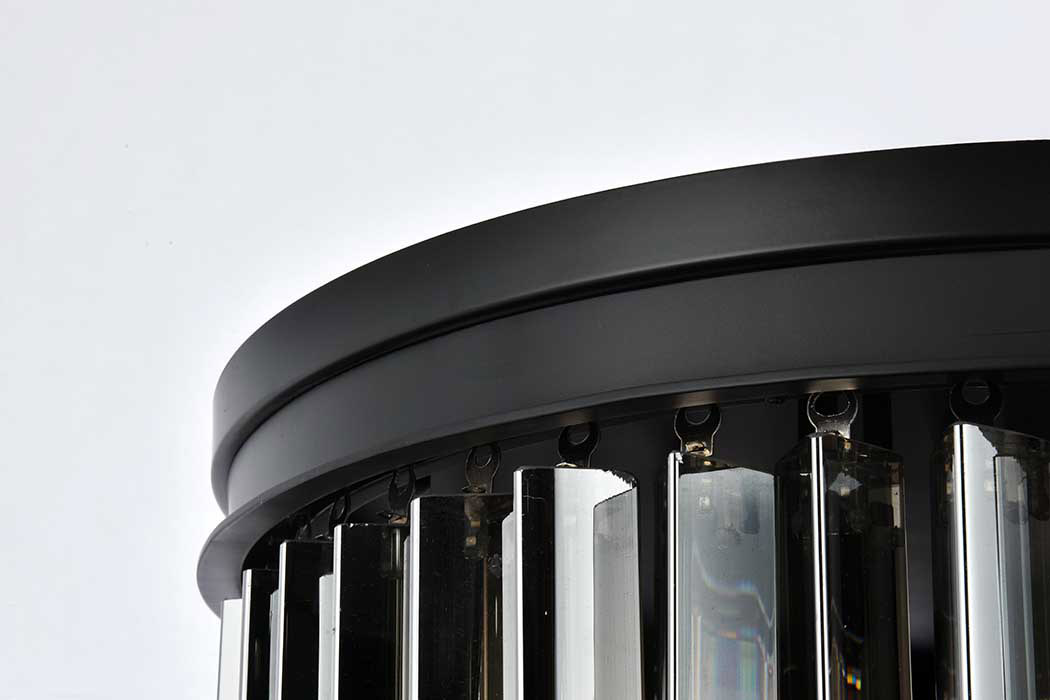 Elegant Sydney 9 Light Flush Mount - Matte Black/Silver, L 20" (1201F20MB-SS-RC)