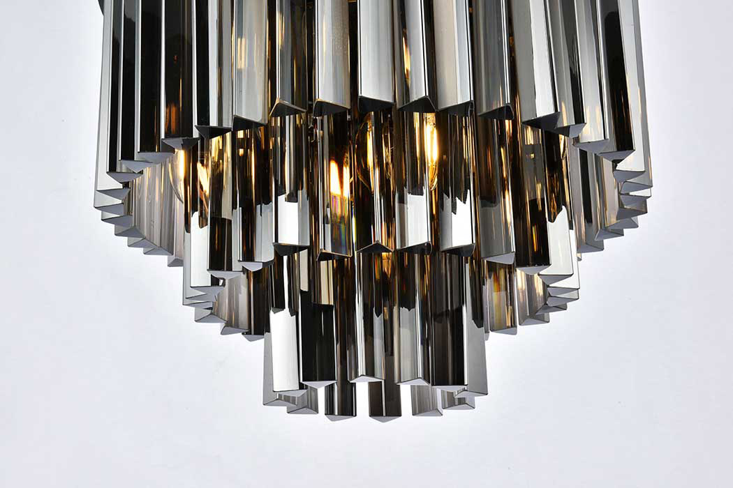 Elegant Sydney 9 Light Flush Mount - Matte Black/Silver, L 20" (1201F20MB-SS-RC)