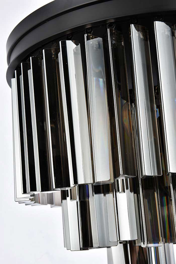 Elegant Sydney 9 Light Flush Mount - Matte Black/Silver, L 20" (1201F20MB-SS-RC)