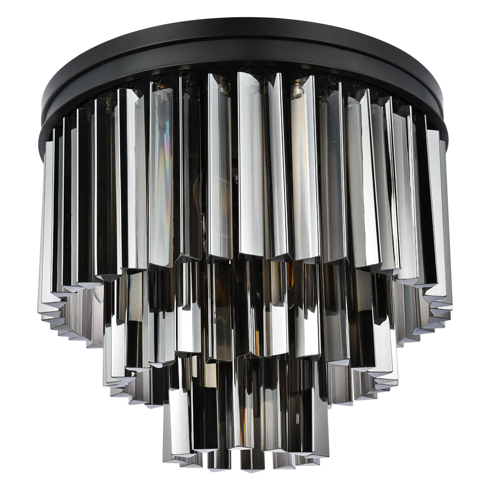 Elegant Sydney 9 Light Flush Mount - Matte Black/Silver, L 20" (1201F20MB-SS-RC)