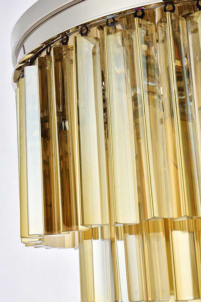 Elegant Sydney 9 Light Flush Mount - Polished Nickel/Gold, L 20" (1201F20PN-GT-RC)