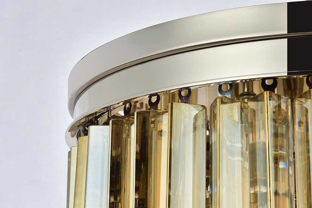 Elegant Sydney 9 Light Flush Mount - Polished Nickel/Gold, L 20" (1201F20PN-GT-RC)