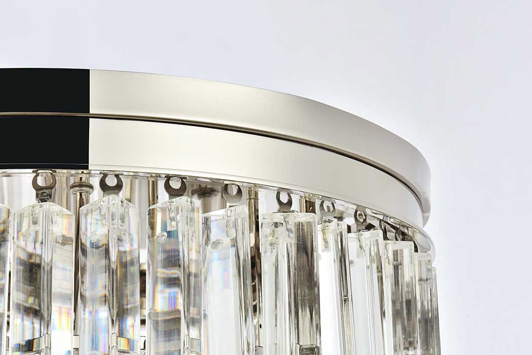 Elegant Sydney 9 Light Flush Mount - Polished Nickel, L 20" (1201F20PN-RC)