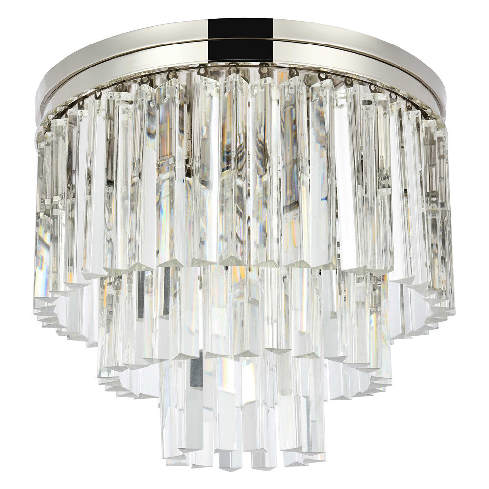 Elegant Sydney 9 Light Flush Mount - Polished Nickel, L 20" (1201F20PN-RC)