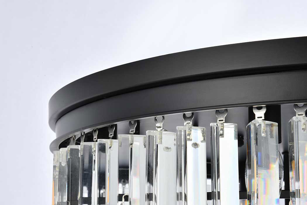 Elegant Sydney 9 Light Flush Mount - Matte Black, L 32" (1201F32MB-RC)