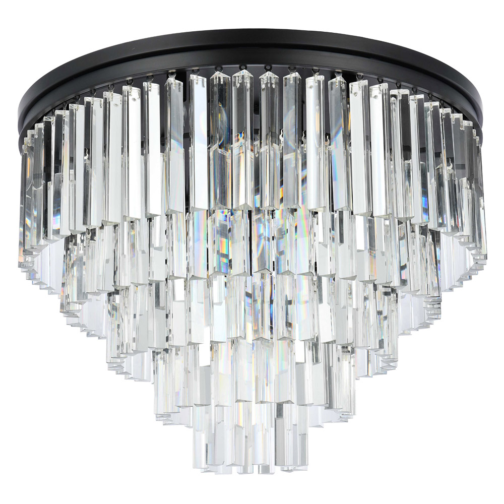 Elegant Sydney 9 Light Flush Mount - Matte Black, L 32" (1201F32MB-RC)