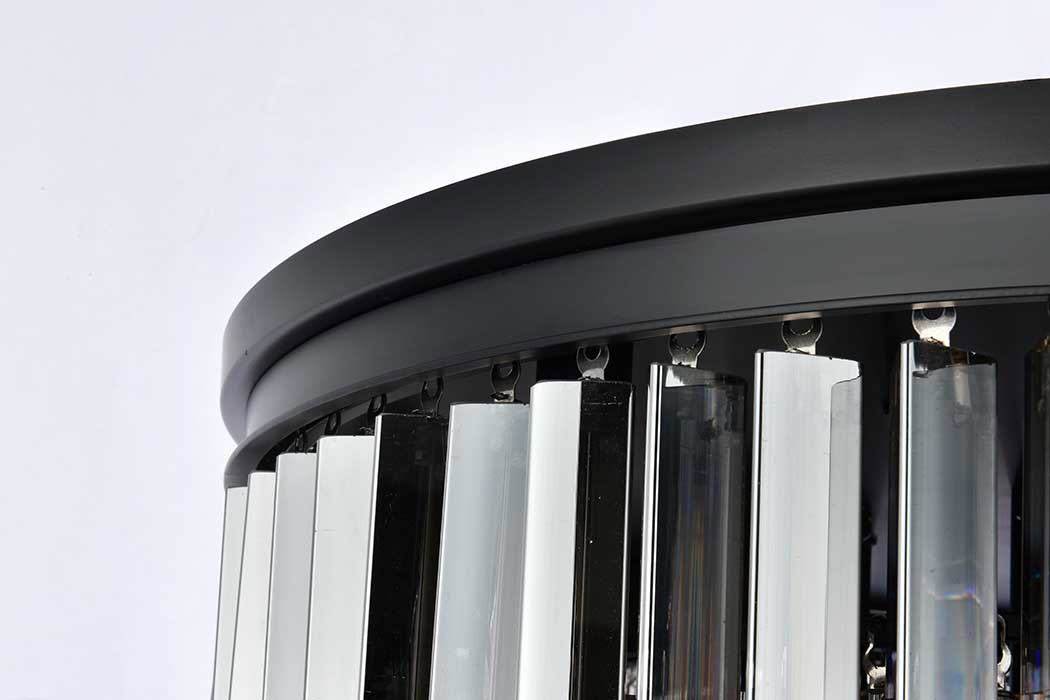 Elegant Sydney 9 Light Flush Mount - Matte Black/Silver, L 32" (1201F32MB-SS-RC)