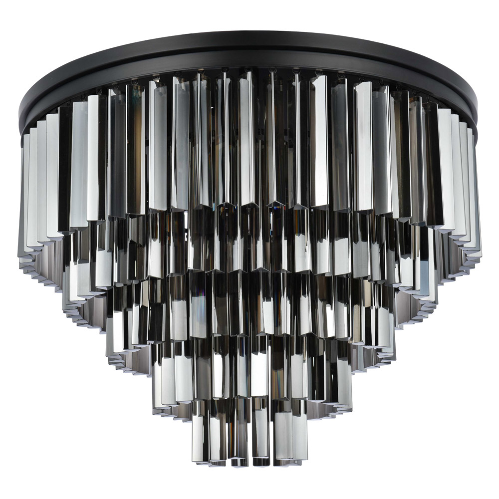 Elegant Sydney 9 Light Flush Mount - Matte Black/Silver, L 32" (1201F32MB-SS-RC)