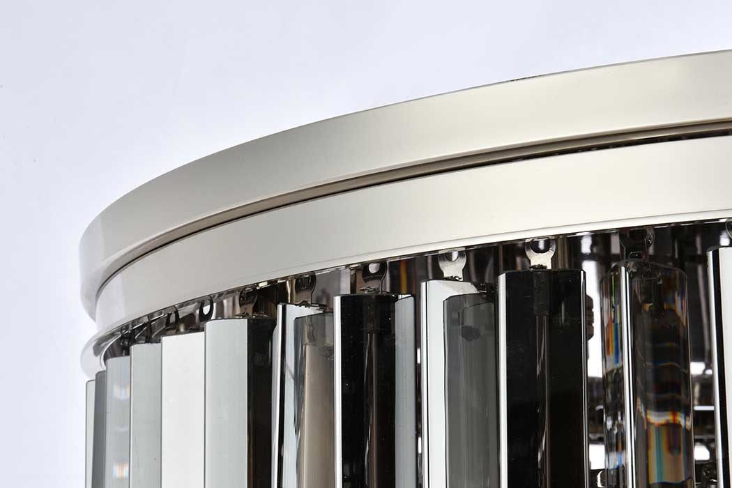 Elegant Sydney 9 Light Flush Mount - Polished Nickel/Silver, L 32" (1201F32PN-SS-RC)