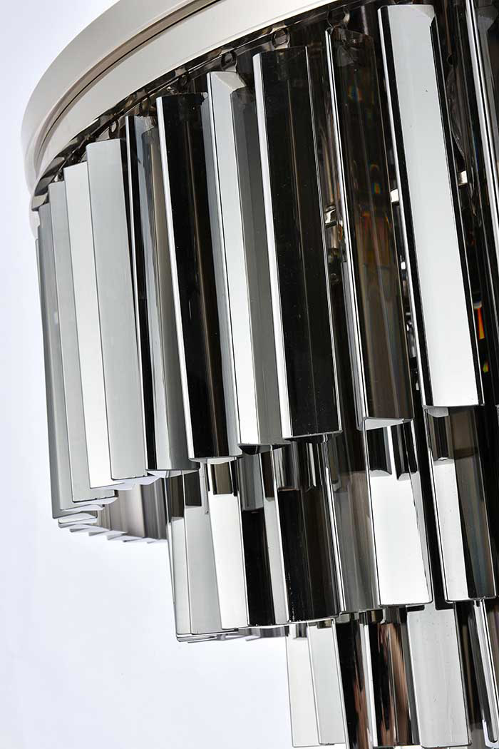 Elegant Sydney 9 Light Flush Mount - Polished Nickel/Silver, L 32" (1201F32PN-SS-RC)