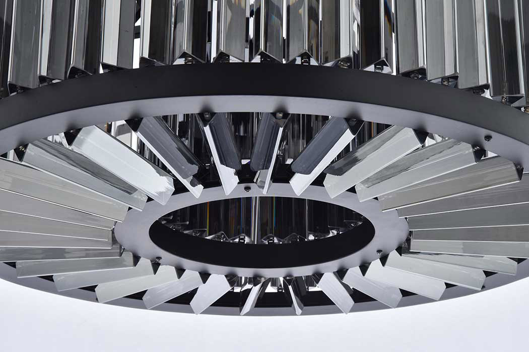 Elegant Prism 8 Light Round Chandelier - Matte Black/Silver, L 28" (1203D28MB-SS-RC)