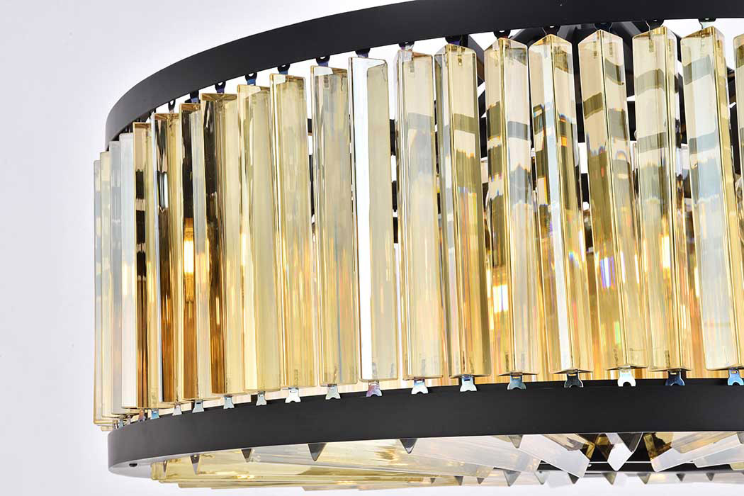 Elegant Prism 8 Light Round Chandelier - Matte Black/Gold, L 35.5" (1203D35MB-GT-RC)