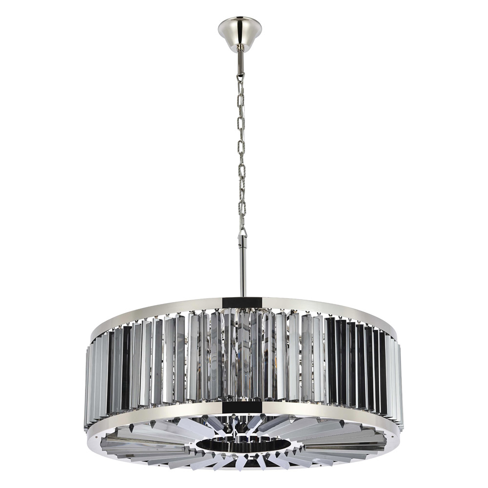 Elegant Prism 8 Light Round Chandelier - Polished Nickel/Silver, L 35.5" (1203D35PN-SS-RC)