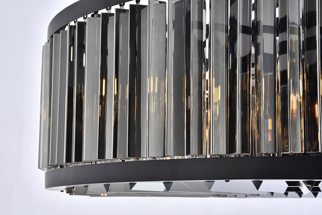 Elegant Prism 8 Light Round Chandelier - Matte Black/Silver, L 43" (1203G43MB-SS-RC)