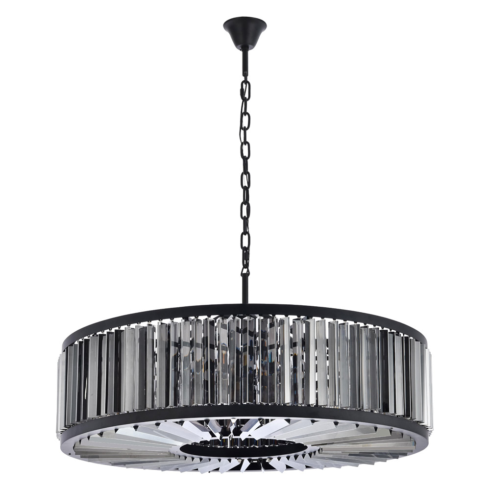 Elegant Prism 8 Light Round Chandelier - Matte Black/Silver, L 43" (1203G43MB-SS-RC)