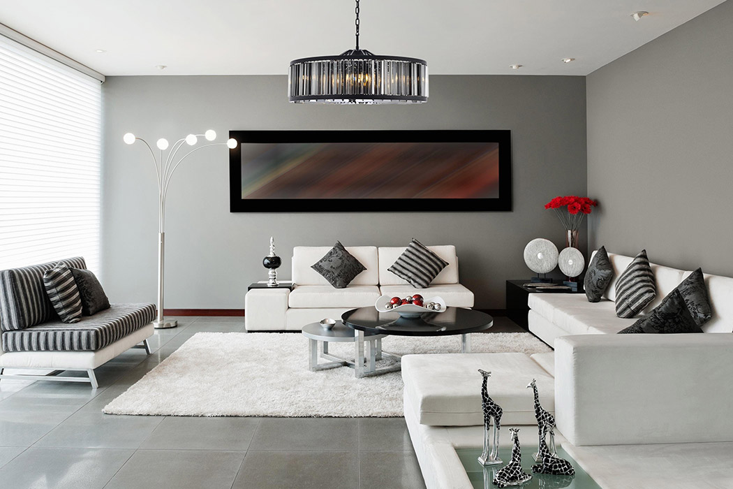 Elegant Prism 8 Light Round Chandelier - Matte Black/Silver, L 43" (1203G43MB-SS-RC)