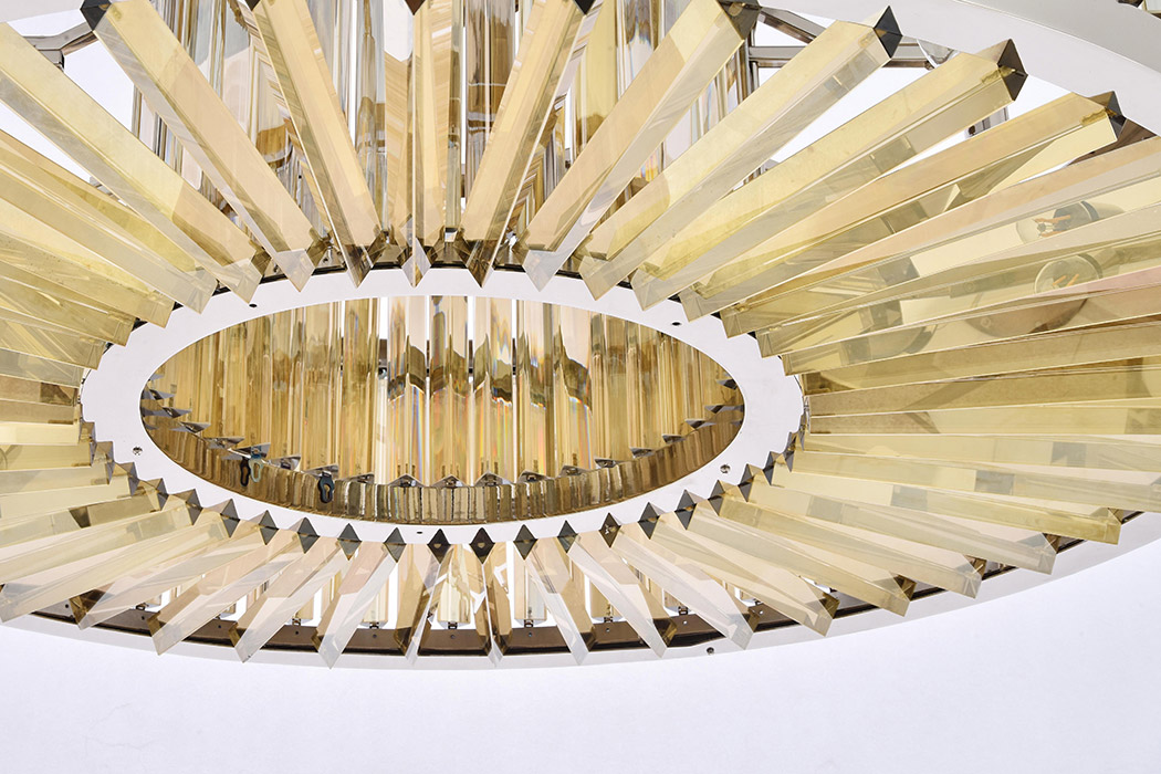Elegant Prism 8 Light Round Chandelier - Polished Nickel/Gold, L 43" (1203G43PN-GT-RC)