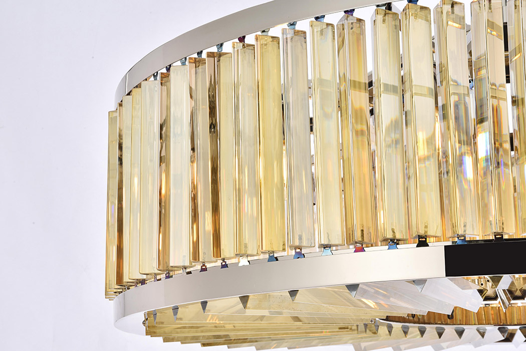 Elegant Prism 8 Light Round Chandelier - Polished Nickel/Gold, L 43" (1203G43PN-GT-RC)