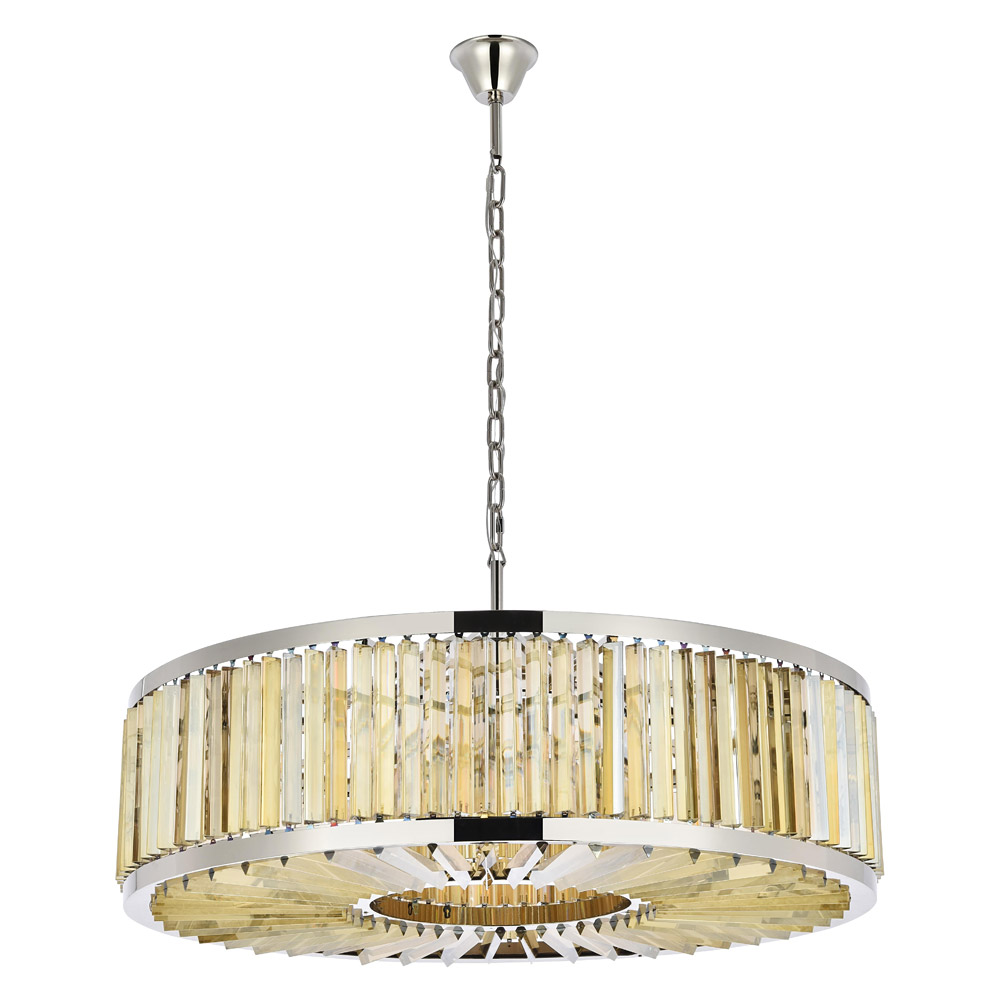 Elegant Prism 8 Light Round Chandelier - Polished Nickel/Gold, L 43" (1203G43PN-GT-RC)