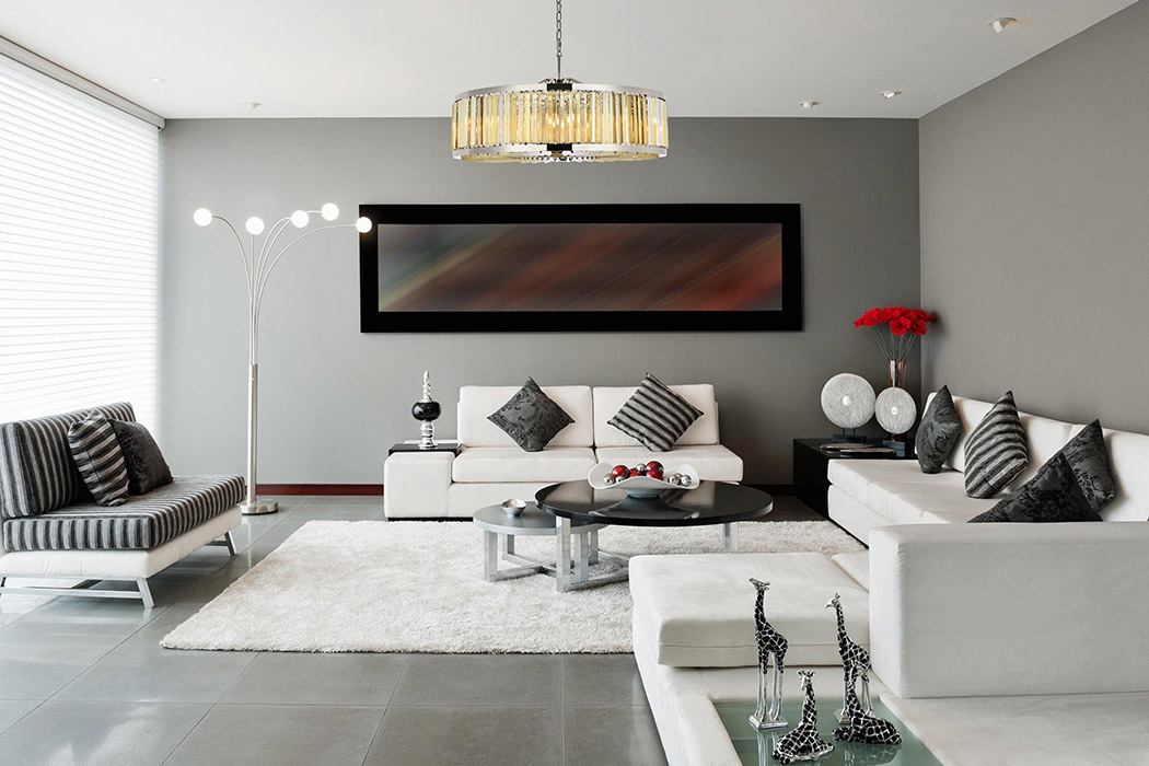 Elegant Prism 8 Light Round Chandelier - Polished Nickel/Gold, L 43" (1203G43PN-GT-RC)