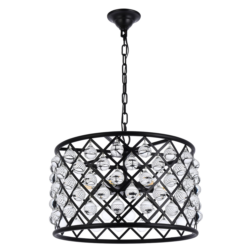 Elegant Urban Classic Madison Collection Pendant Lamp - Matte Black, L 20" (1204D20MB-RC)