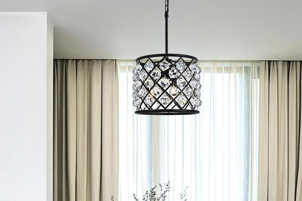Elegant Urban Classic Madison Collection Pendant Lamp - Matte Black, L 14" (1206D14MB-RC)