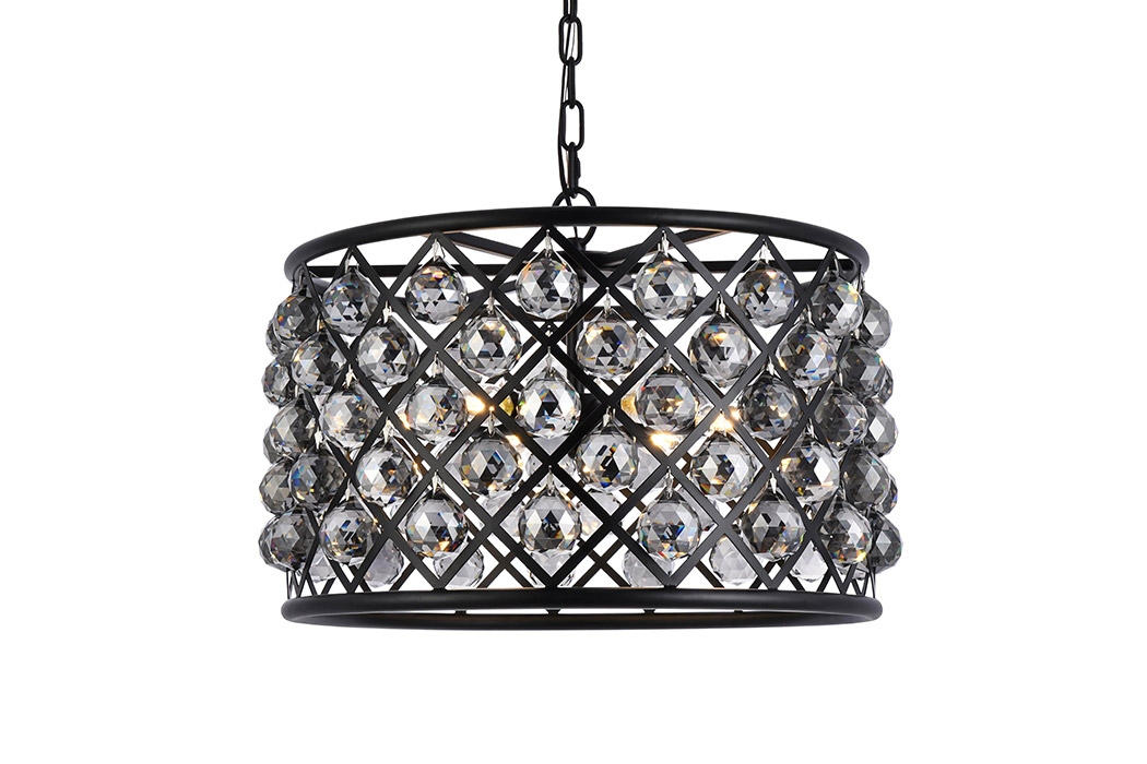Elegant Urban Classic Madison Collection Pendant Lamp - Matte Black/Silver, L 20" (1206D20MB-SS-RC)