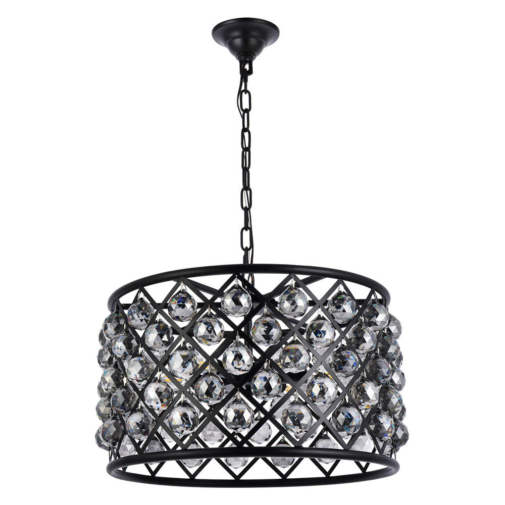 Elegant Urban Classic Madison Collection Pendant Lamp - Matte Black/Silver, L 20" (1206D20MB-SS-RC)