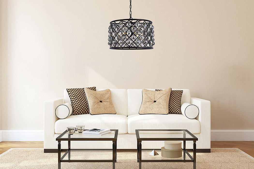 Elegant Urban Classic Madison Collection Pendant Lamp - Matte Black/Silver, L 20" (1206D20MB-SS-RC)