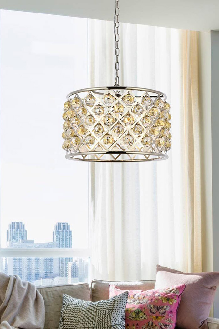 Elegant Urban Classic Madison Collection Pendant Lamp - Polished Nickel/Gold, L 20" (1206D20PN-GT-RC)