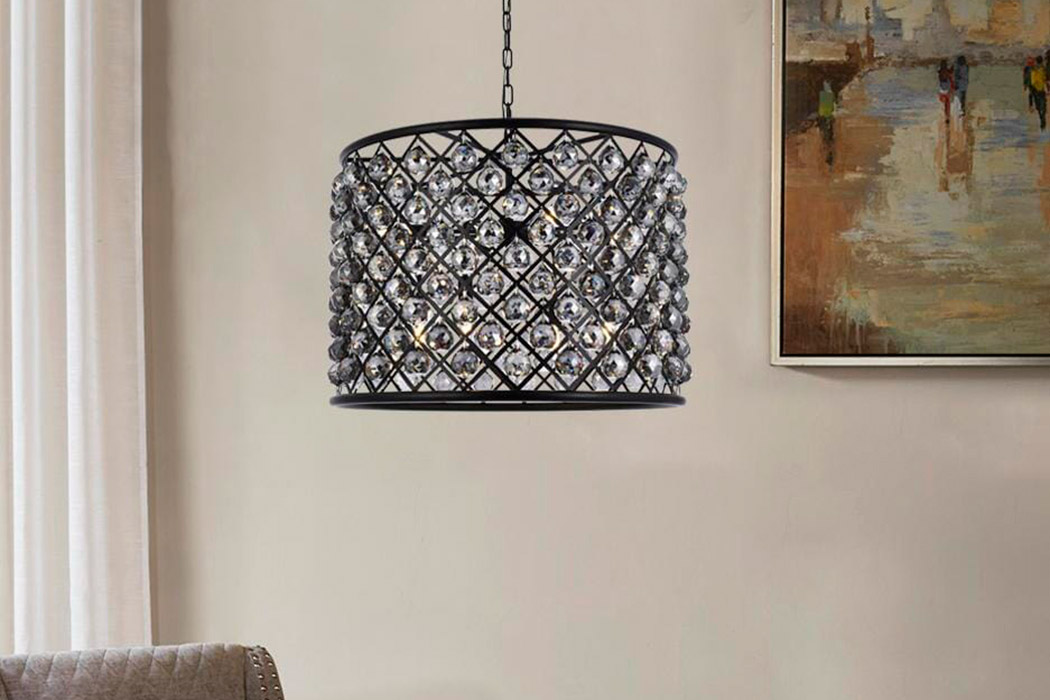 Elegant Urban Classic Madison Collection Pendant Lamp - Matte Black/Silver, L 27.5" (1206D27MB-SS-RC)