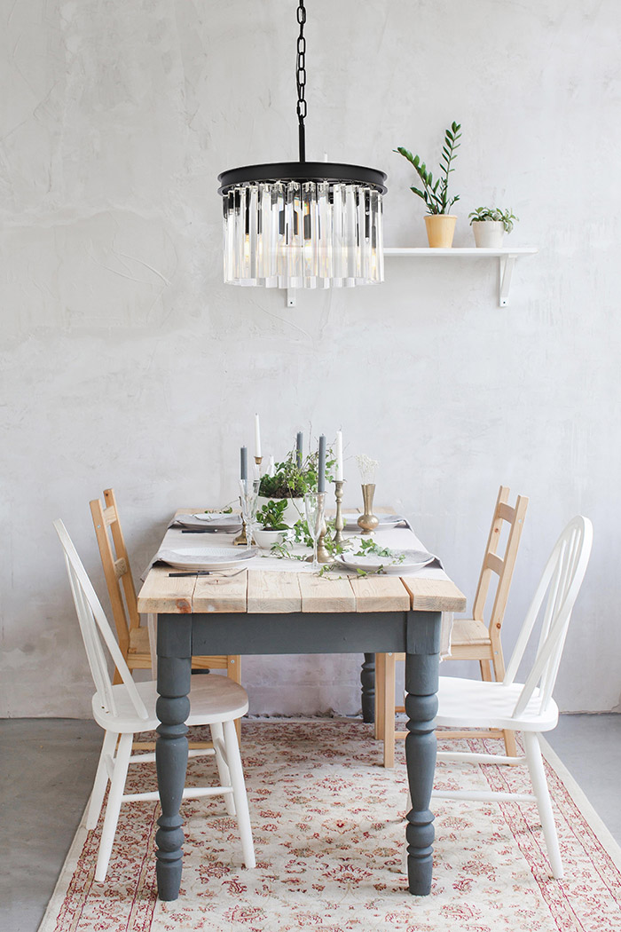 Elegant Crystal Prism 6 Light Round Chandelier - Matte Black, L 16" (1208D16MB-RC)