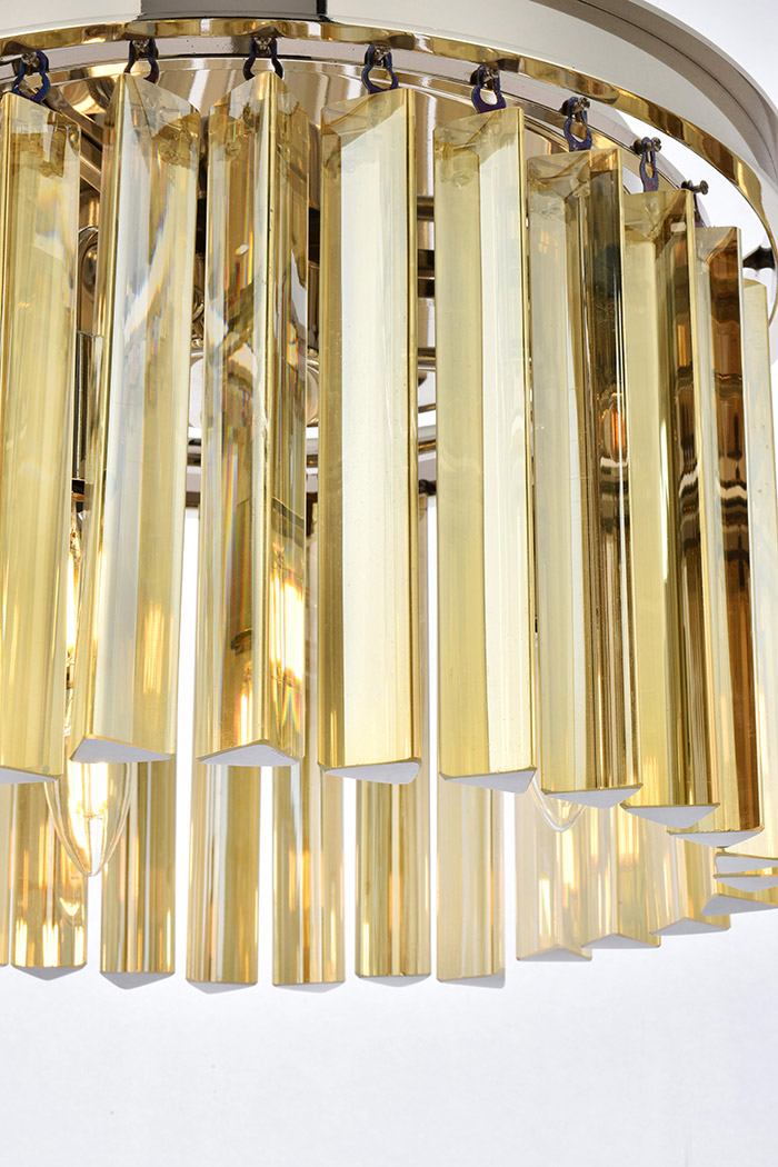 Elegant Crystal Prism 6 Light Round Chandelier - Polished Nickel/Gold, L 16" (1208D16PN-GT-RC)