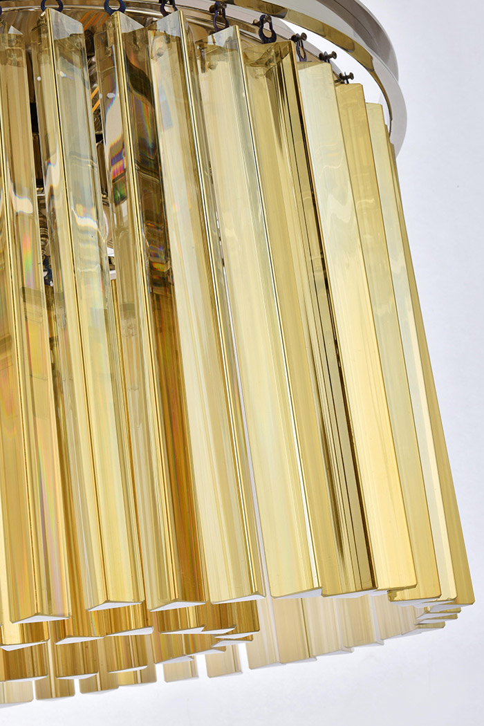 Elegant Crystal Prism 6 Light Round Chandelier - Polished Nickel/Gold, L 20" (1208D20PN-GT-RC)