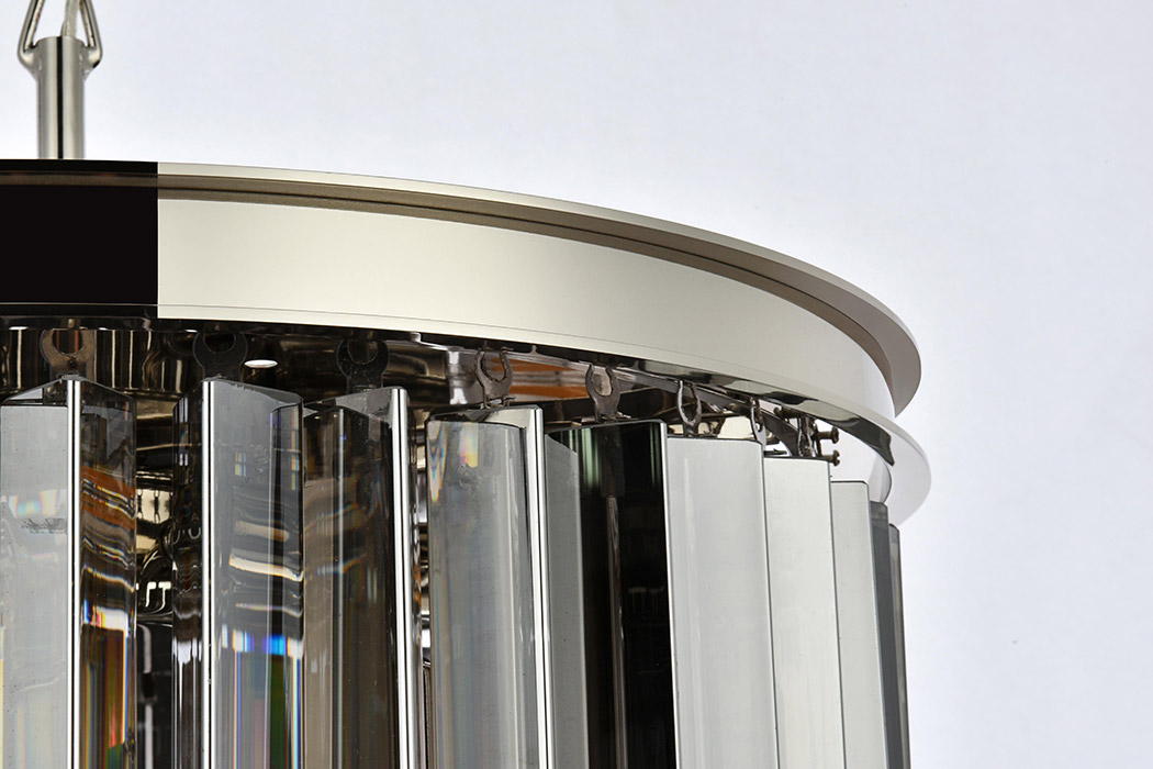 Elegant Crystal Prism 6 Light Round Chandelier - Polished Nickel/Silver, L 20" (1208D20PN-SS-RC)