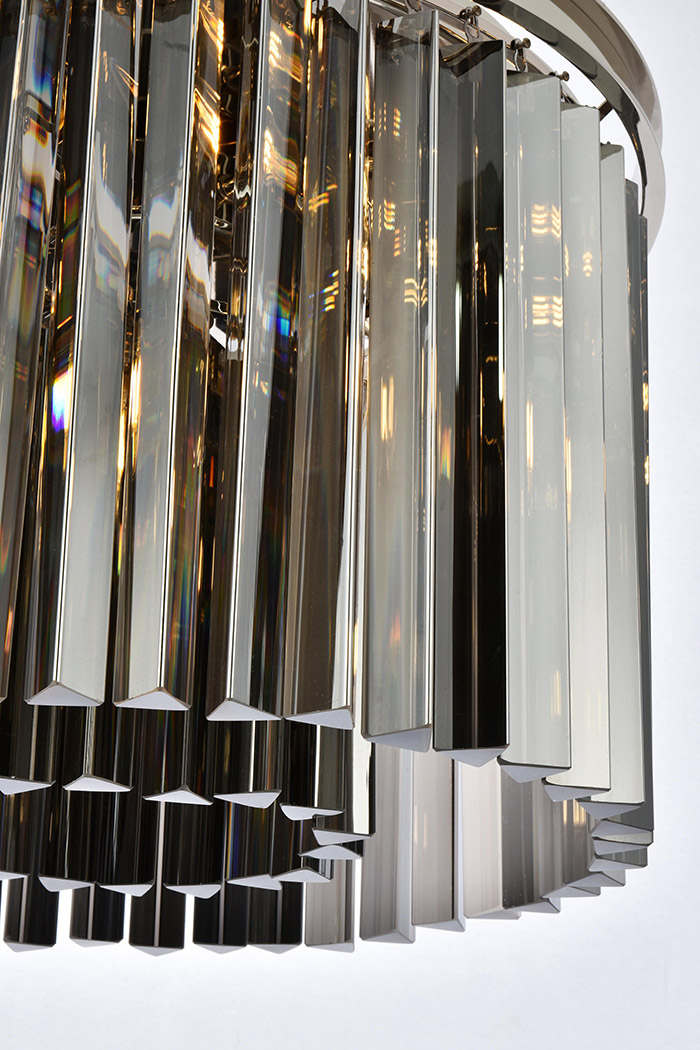 Elegant Crystal Prism 6 Light Round Chandelier - Polished Nickel/Silver, L 20" (1208D20PN-SS-RC)