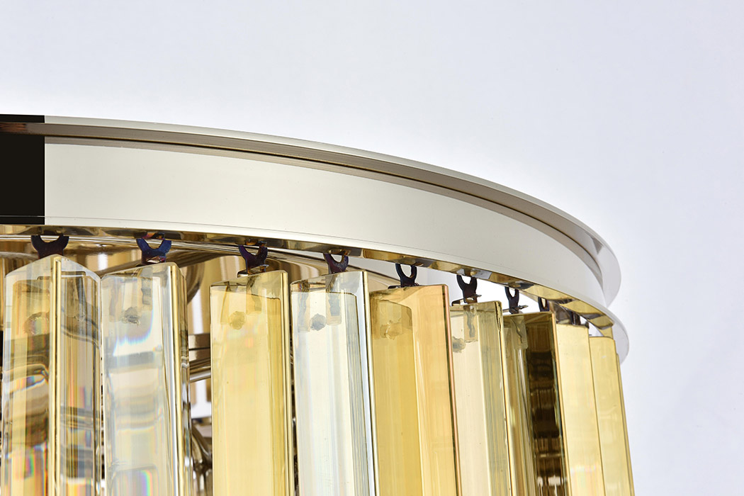 Elegant Crystal Prism 6 Light Round Chandelier - Polished Nickel/Gold, L 26" (1208D26PN-GT-RC)