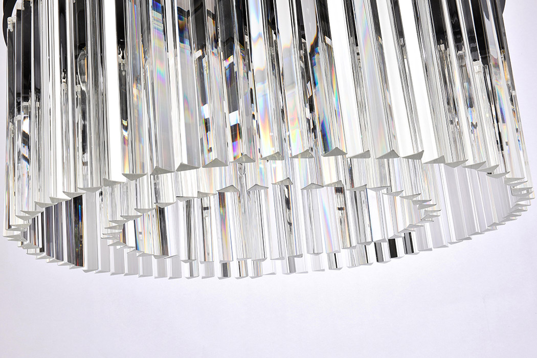 Elegant Crystal Prism 6 Light Round Chandelier - Matte Black, L 31.5" (1208D31MB-RC)