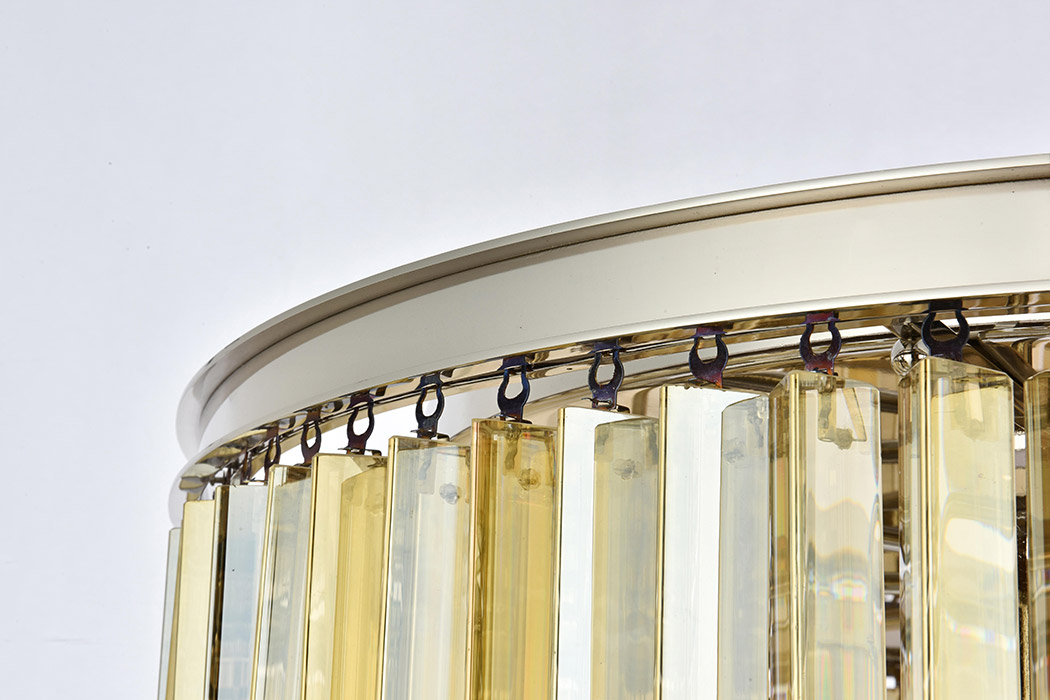 Elegant Crystal Prism 6 Light Round Chandelier - Polished Nickel/Gold, L 31.5" (1208D31PN-GT-RC)