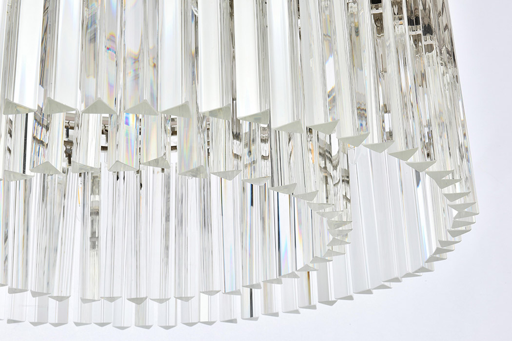 Elegant Crystal Prism 6 Light Round Chandelier - Polished Nickel, L 31.5" (1208D31PN-RC)