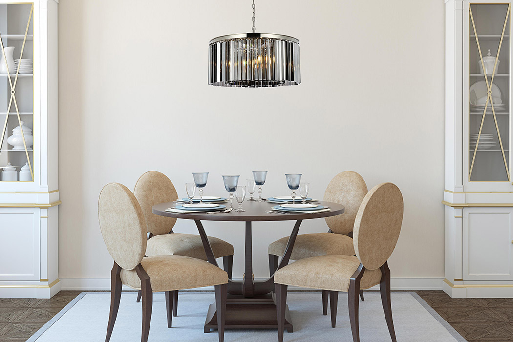 Elegant Crystal Prism 6 Light Round Chandelier - Polished Nickel/Silver, L 31.5" (1208D31PN-SS-RC)