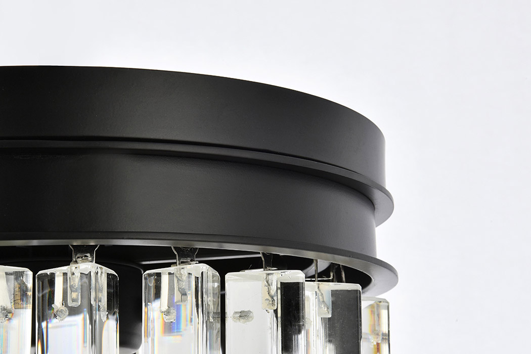 Elegant Crystal Prism 6 Light Flush Mount - Matte Black, L 12" (1208F12MB-RC)