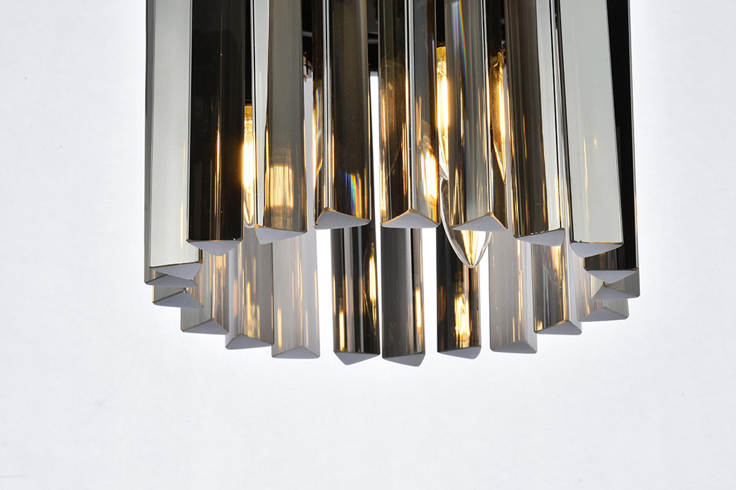 Elegant Crystal Prism 6 Light Flush Mount - Matte Black/Silver, L 12" (1208F12MB-SS-RC)
