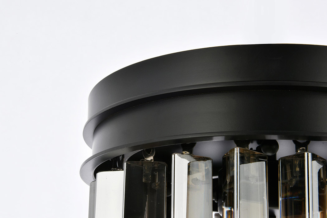 Elegant Crystal Prism 6 Light Flush Mount - Matte Black/Silver, L 12" (1208F12MB-SS-RC)