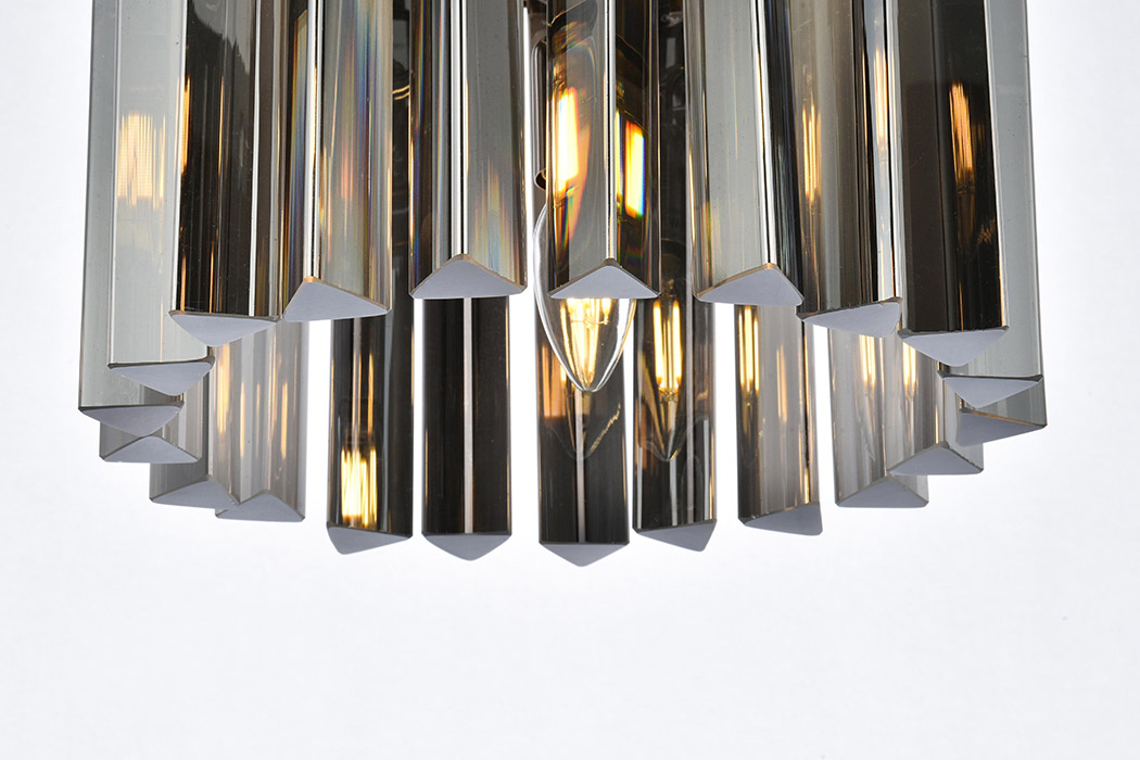 Elegant Crystal Prism 6 Light Flush Mount - Polished Nickel/Silver, L 12" (1208F12PN-SS-RC)