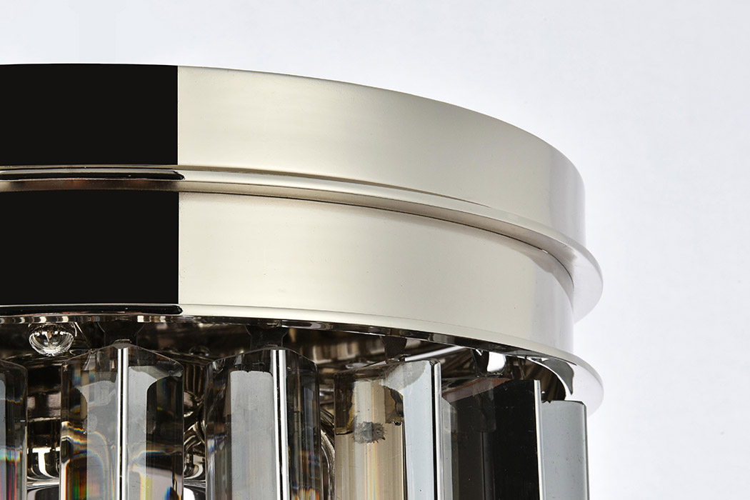 Elegant Crystal Prism 6 Light Flush Mount - Polished Nickel/Silver, L 12" (1208F12PN-SS-RC)